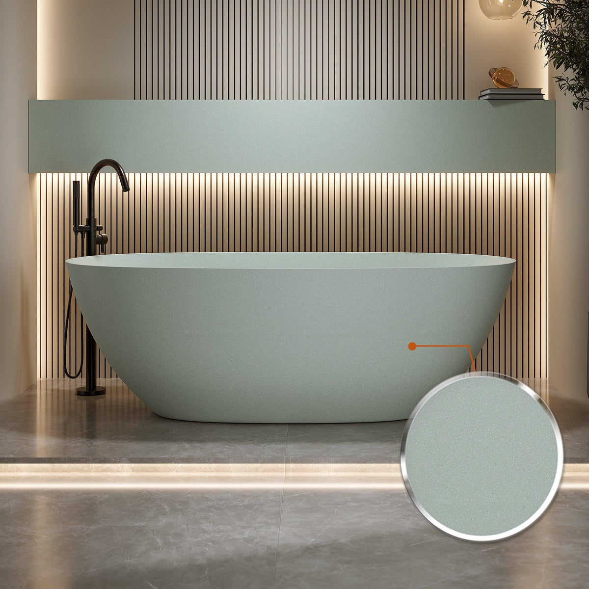 57'' Freestanding Bathtub Resin Stone Soaking Bathtub