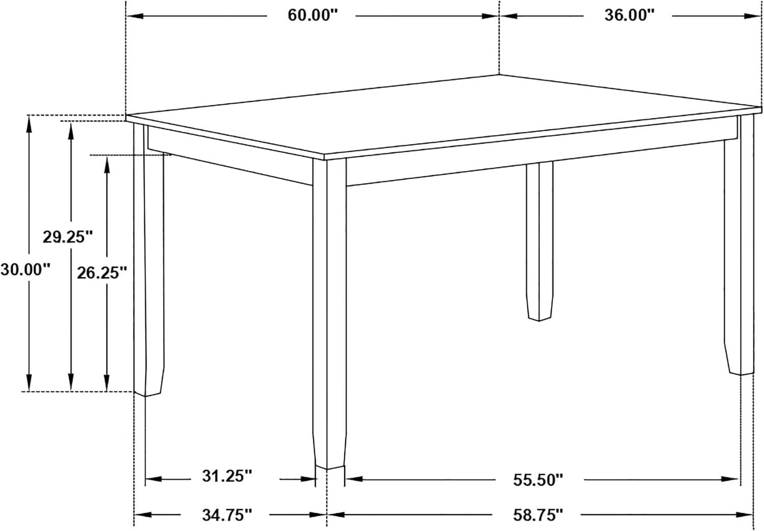 Seven Piece Rectangular Dining Table Set Two Tone Finish