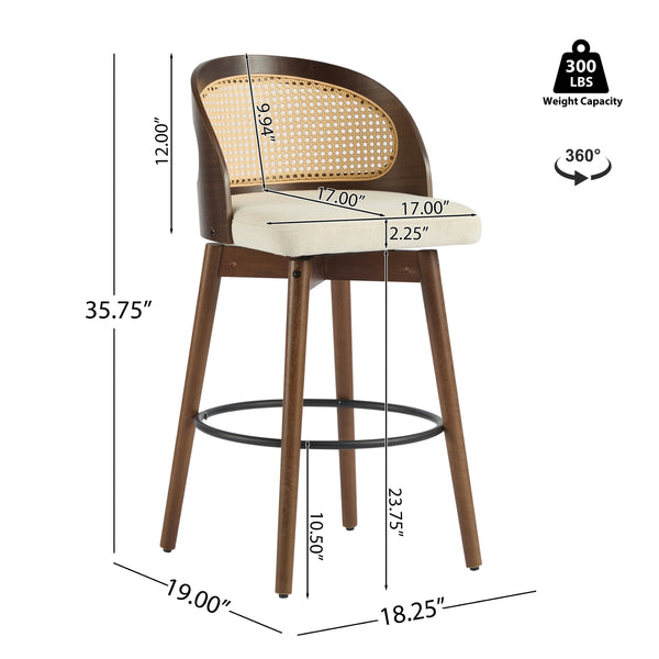 Set of 2 Como Indoor Wood Barstool