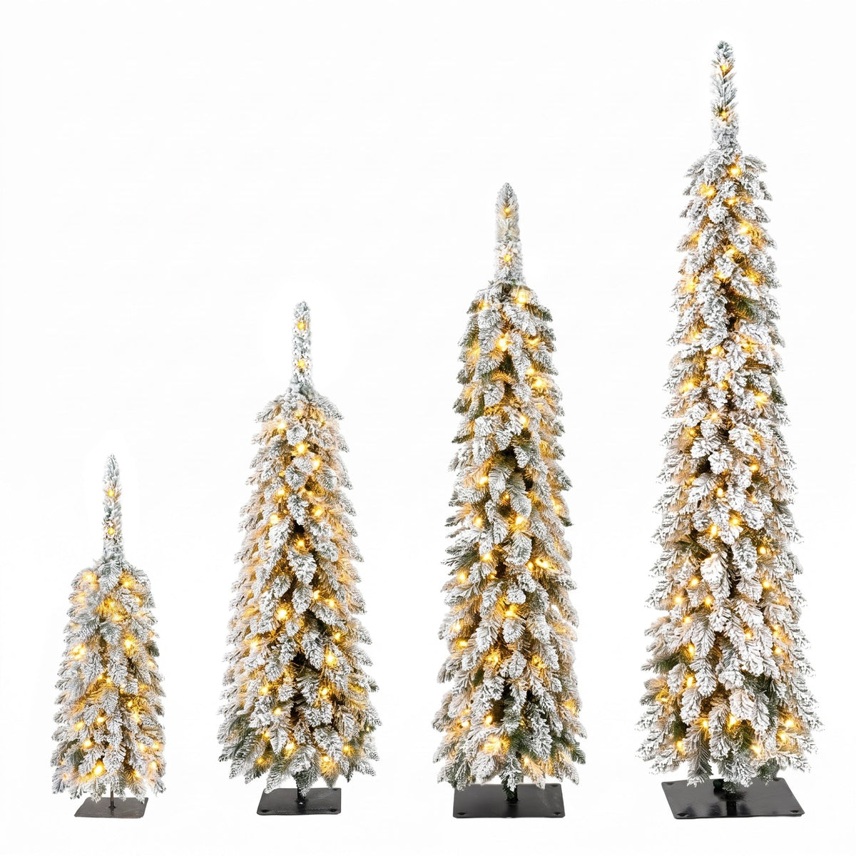 4 Pack Pre-Flocked Christmas Trees