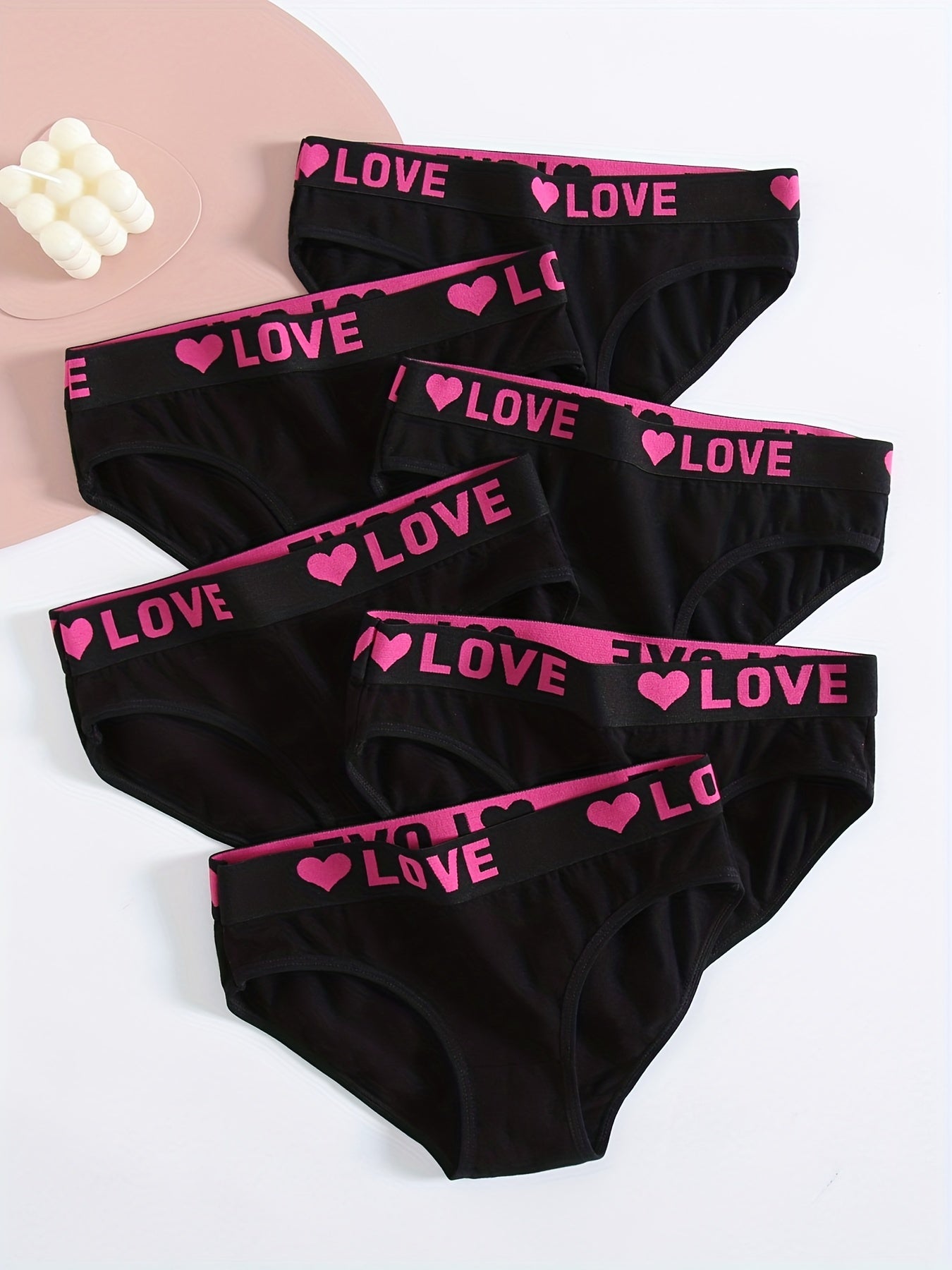 Soft Touch 6-Pack Seamless Bikini Briefs for Women – Colorful Drop Waist Cotton Panties with Stretch Fit & Alphabet Print – Women's Everyday Lingerie & Underwear Essentials for Summer