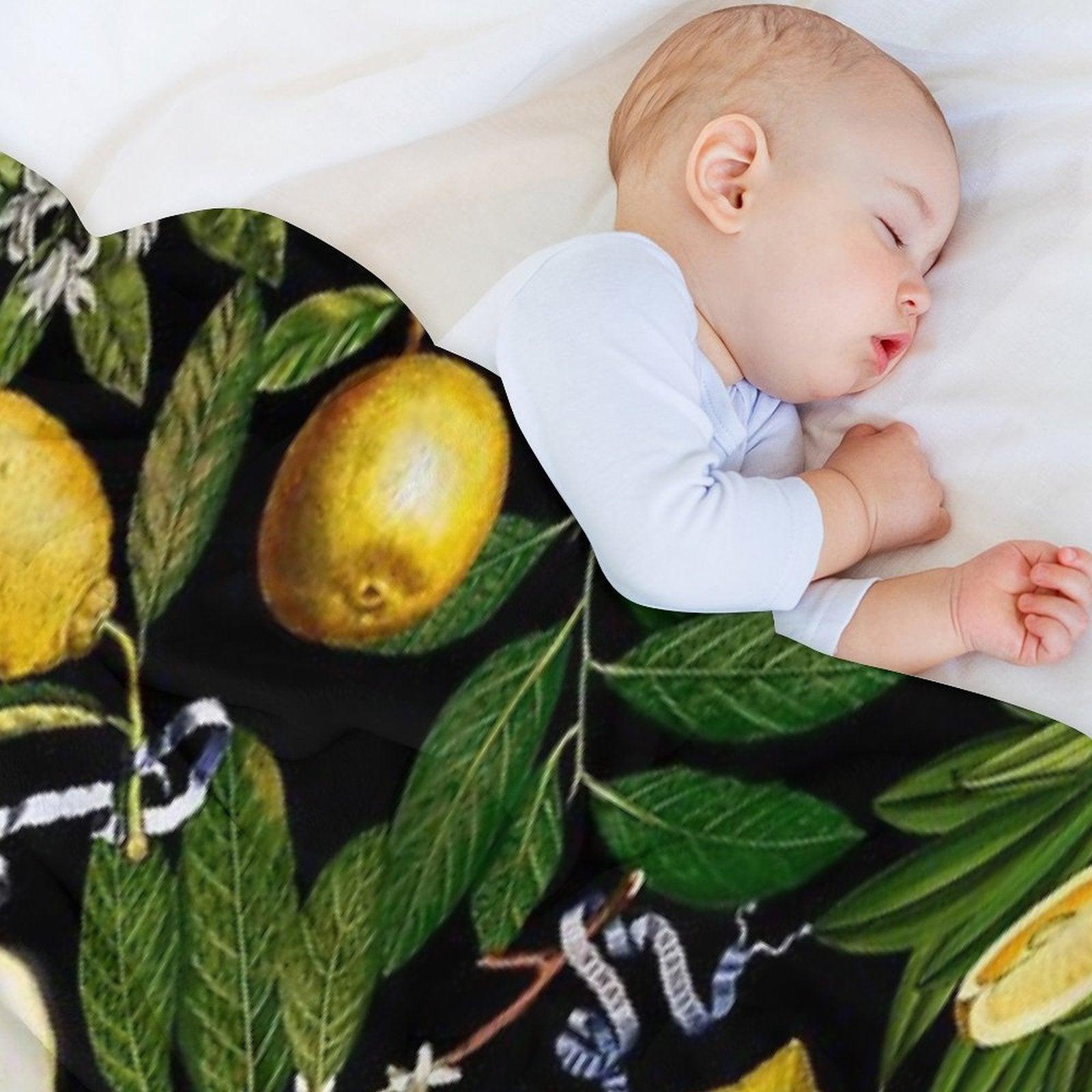 Lemon Tree - Black Throw Blanket
