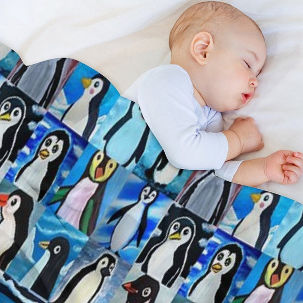 Penguins (Tiled Pattern) Velvety-soft Throw Blanket
