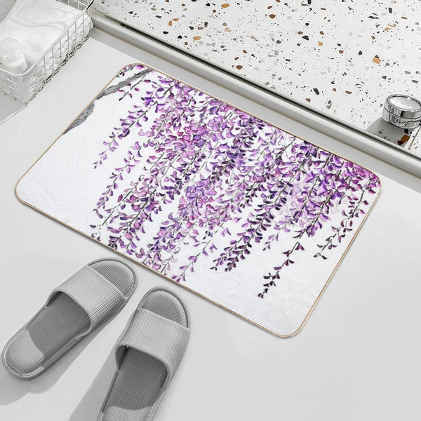Hand Painted Purple Wisteria  in Bloom Bath Mat