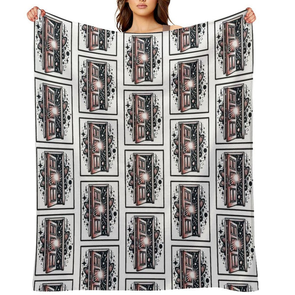 Planetary Cosmic Space Doorway Flash Tattoo Art Design Versatility Throw Blanket