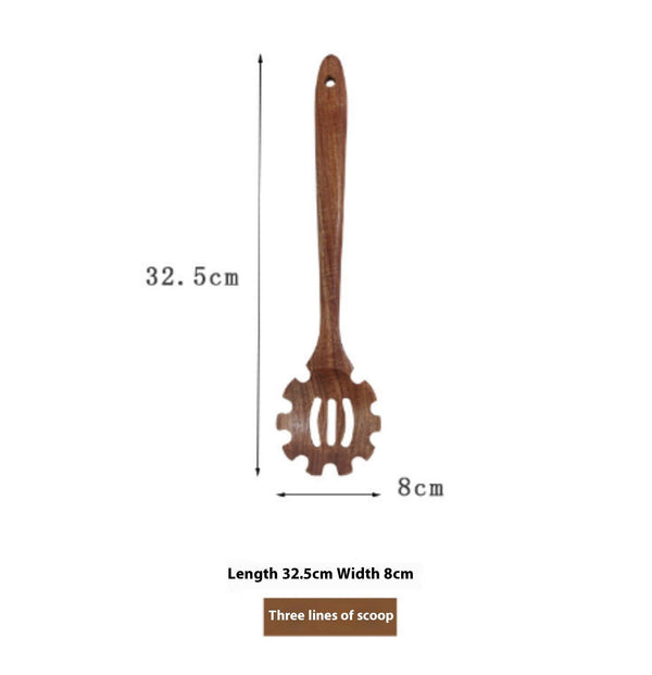 Teak Natural Thai Wood Tableware Spoon Ladle Turner Kitchen Tool Set