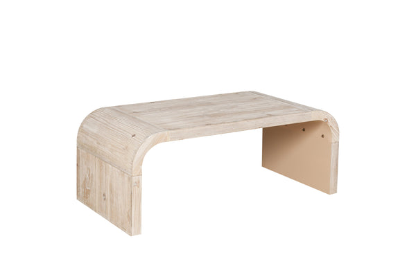 Farmhouse Vintage Crafts Coffee Table,Curved Art Deco Design, Easy Assembly, 48' W x 24' D x 18'(Natural Wood Washed)