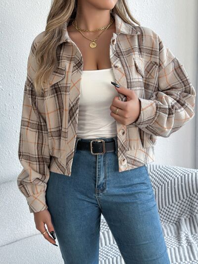 Classic Plaid Button Up Long Sleeve Jacket Women Cozy Trendy Everyday Wear Simple Jacket
