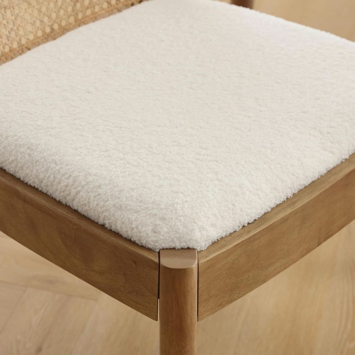 Mid Century Dining Chairs White Sherpa Upholstered