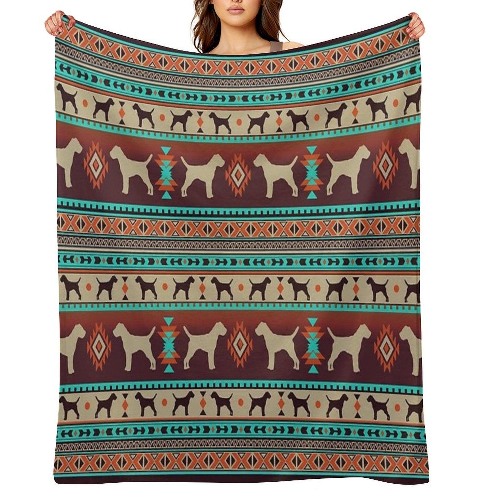 Boho Dogs  Border Terrier Sunset Throw Blanket