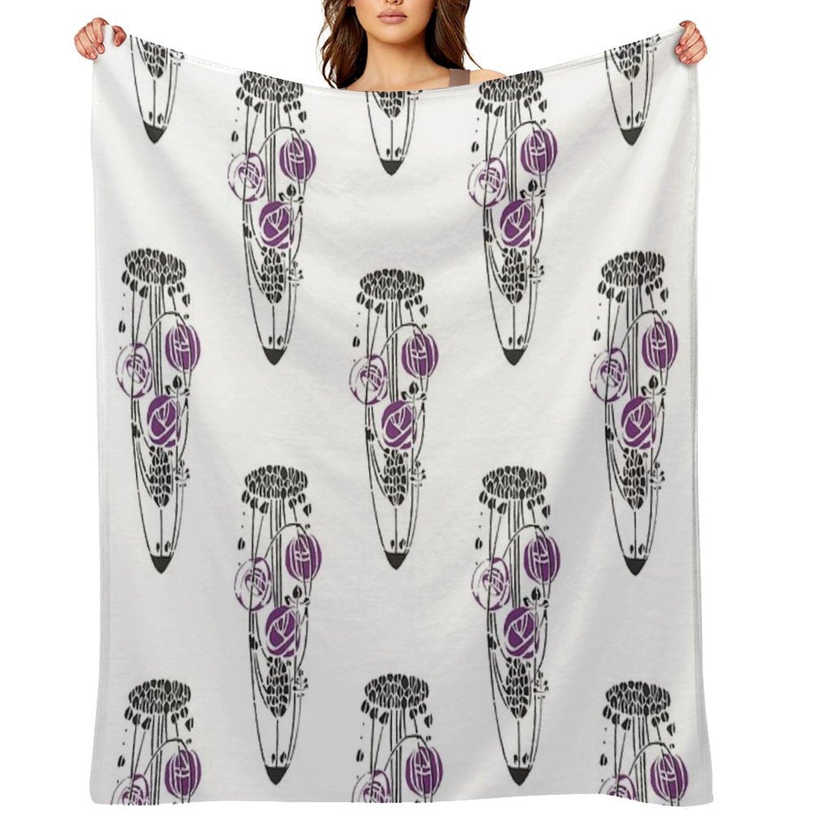 Charles Rennie Mackintosh Roses 4. Throw Blanket