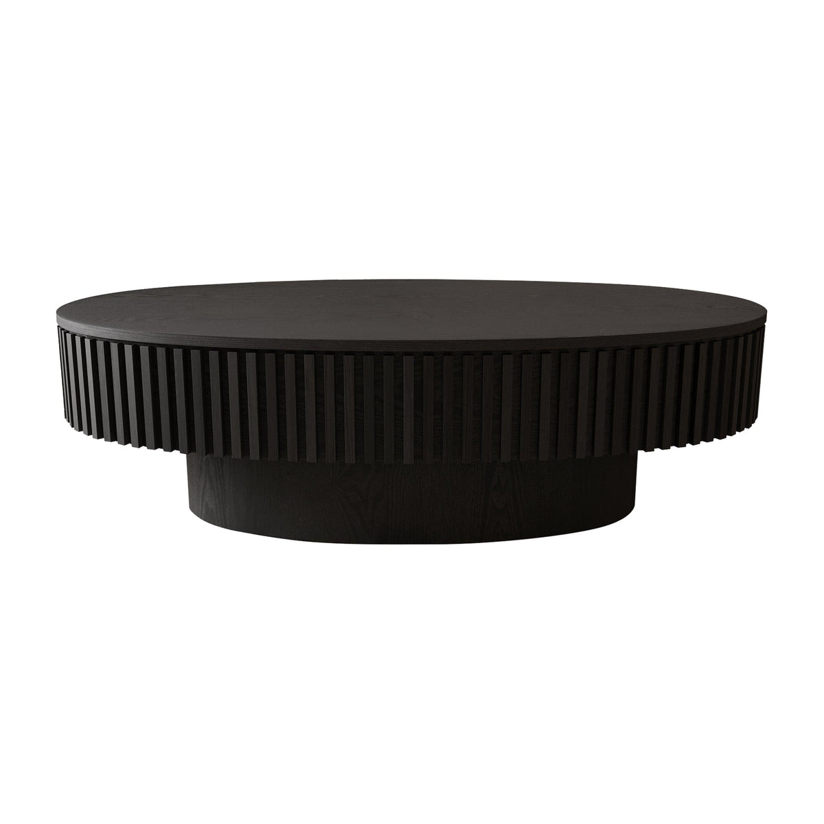 Modern Black Oval Coffee Table with Hidden Storage