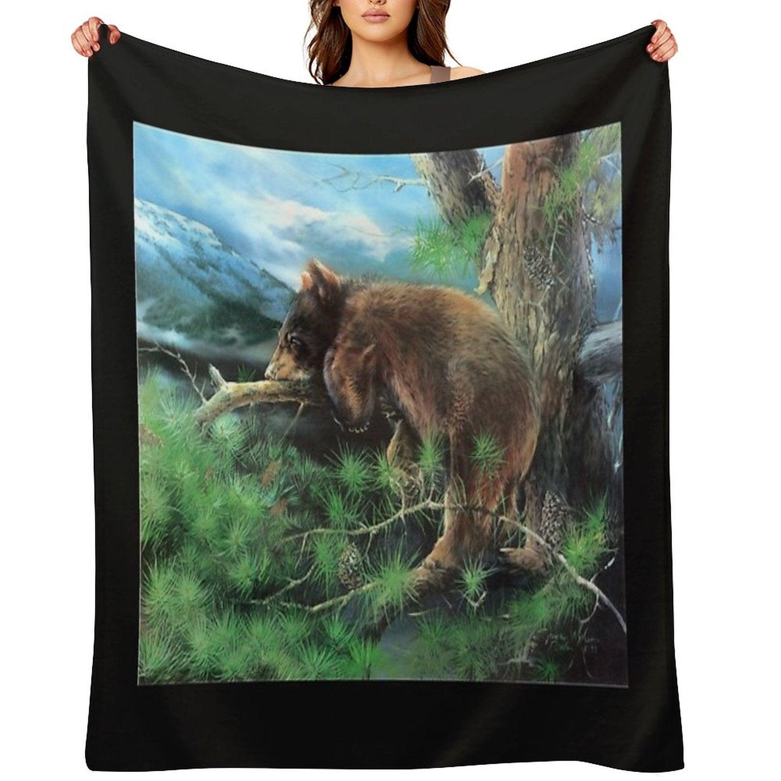Cinnamon Tree Black Bear Cub Throw Blanket