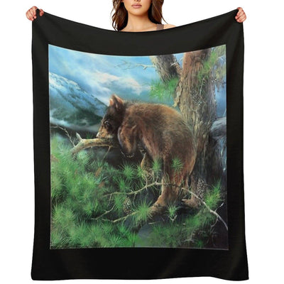 Cinnamon Tree Black Bear Cub Throw Blanket