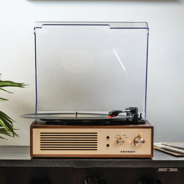 Miles Record Player with Speakers and Wireless Bluetooth - Audio Turntables - Walnut
