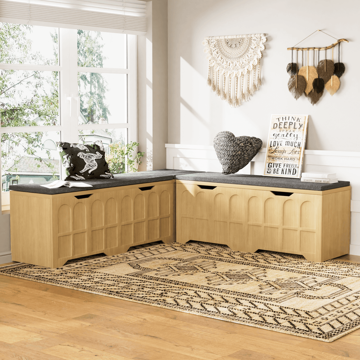 3-Piece L-Shaped Multifunctional Storage Bench