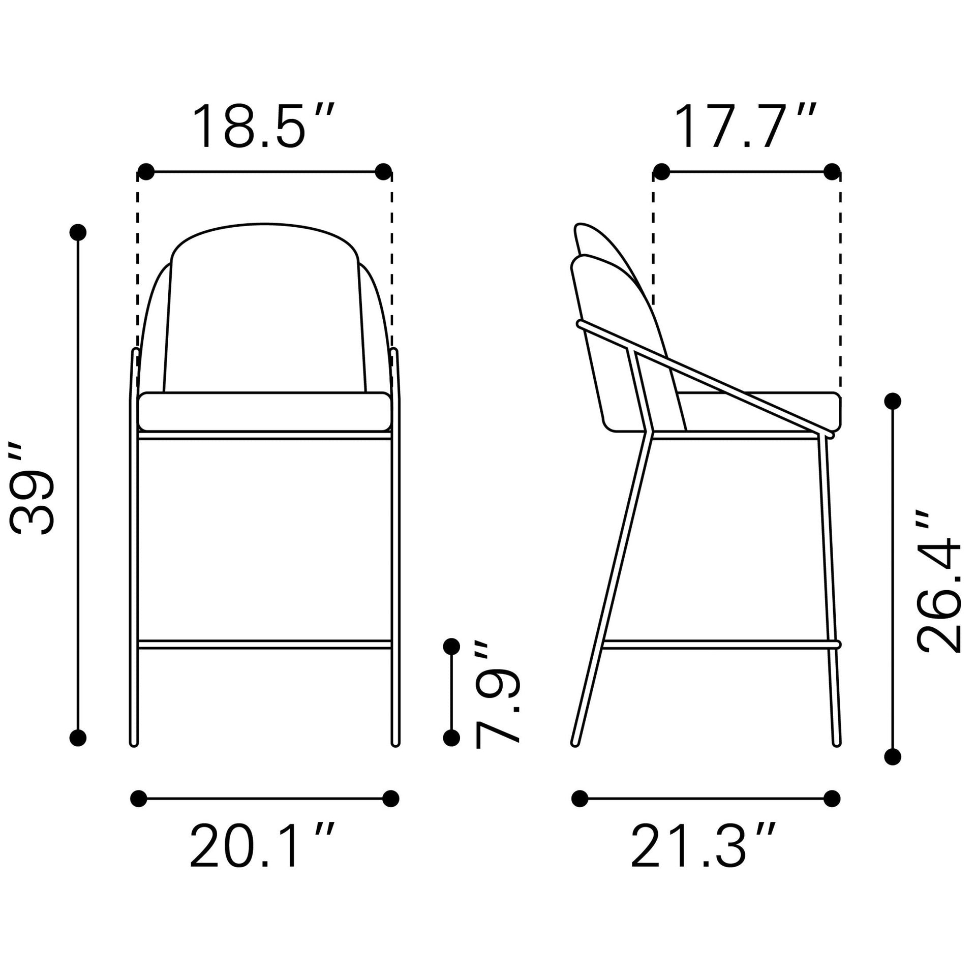 Jambi Counter Stool (Set of 2) Black & White