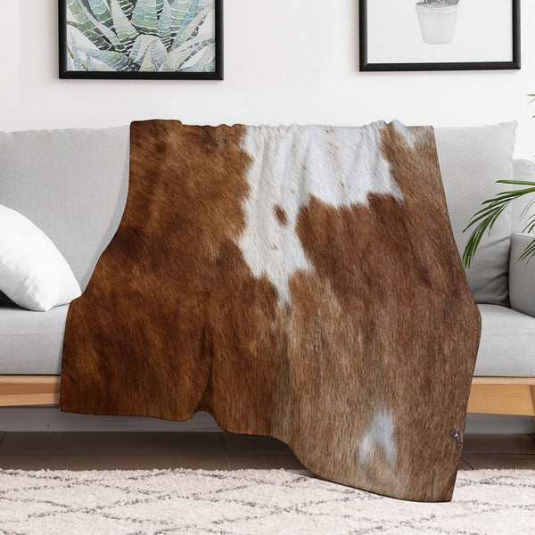 Cow Hide Brown & White All-season Throw Blanket