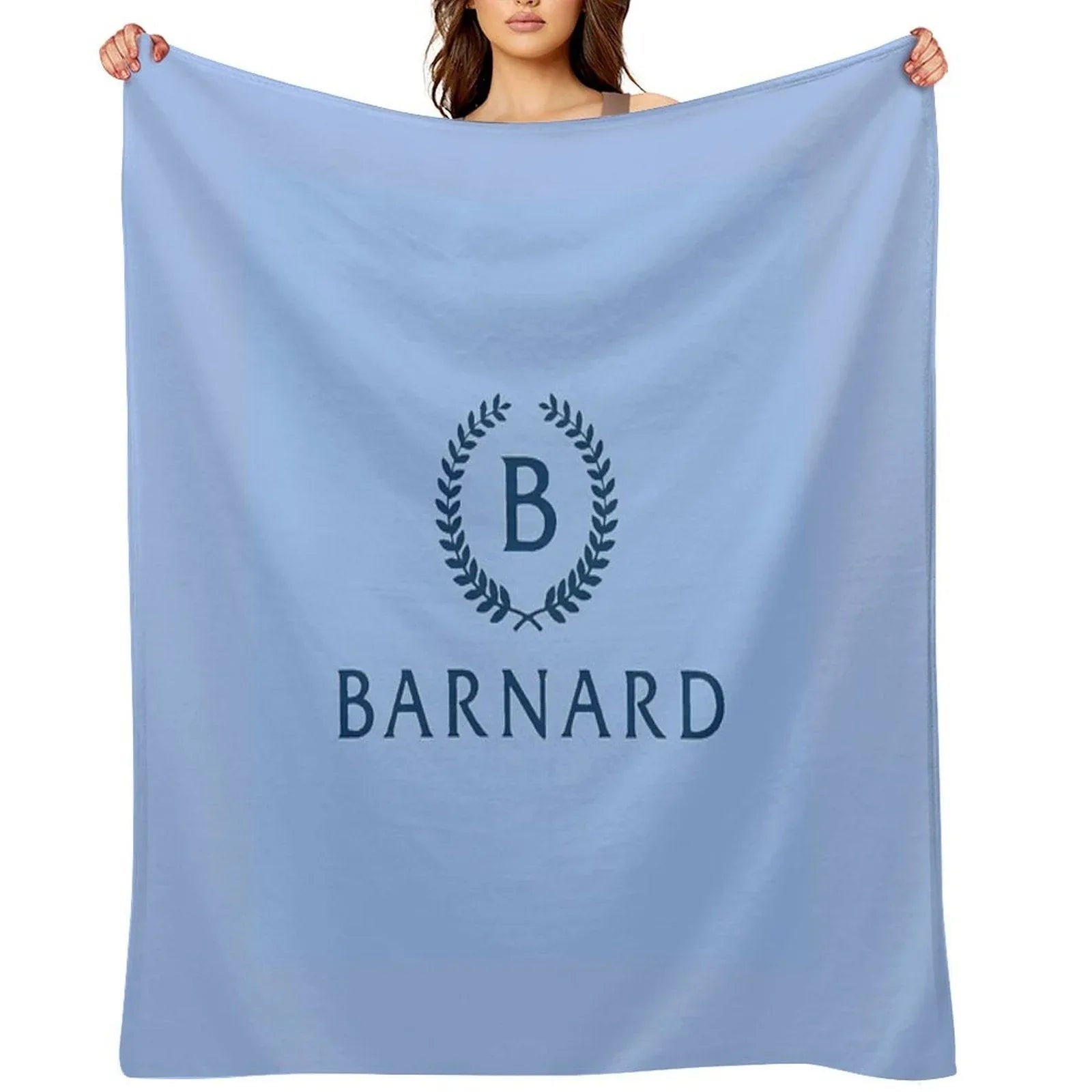 Barnard College Baby Blue Logo Throw Blanket