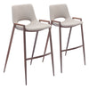 Desi Barstool (Set of 2) Beige & Walnut