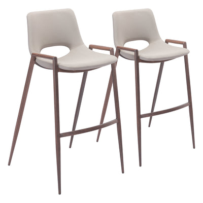 Desi Barstool (Set of 2) Beige & Walnut