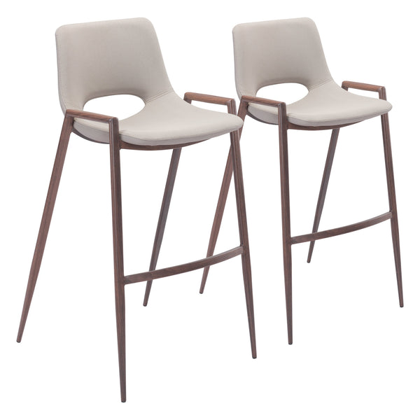 Desi Barstool (Set of 2) Beige & Walnut