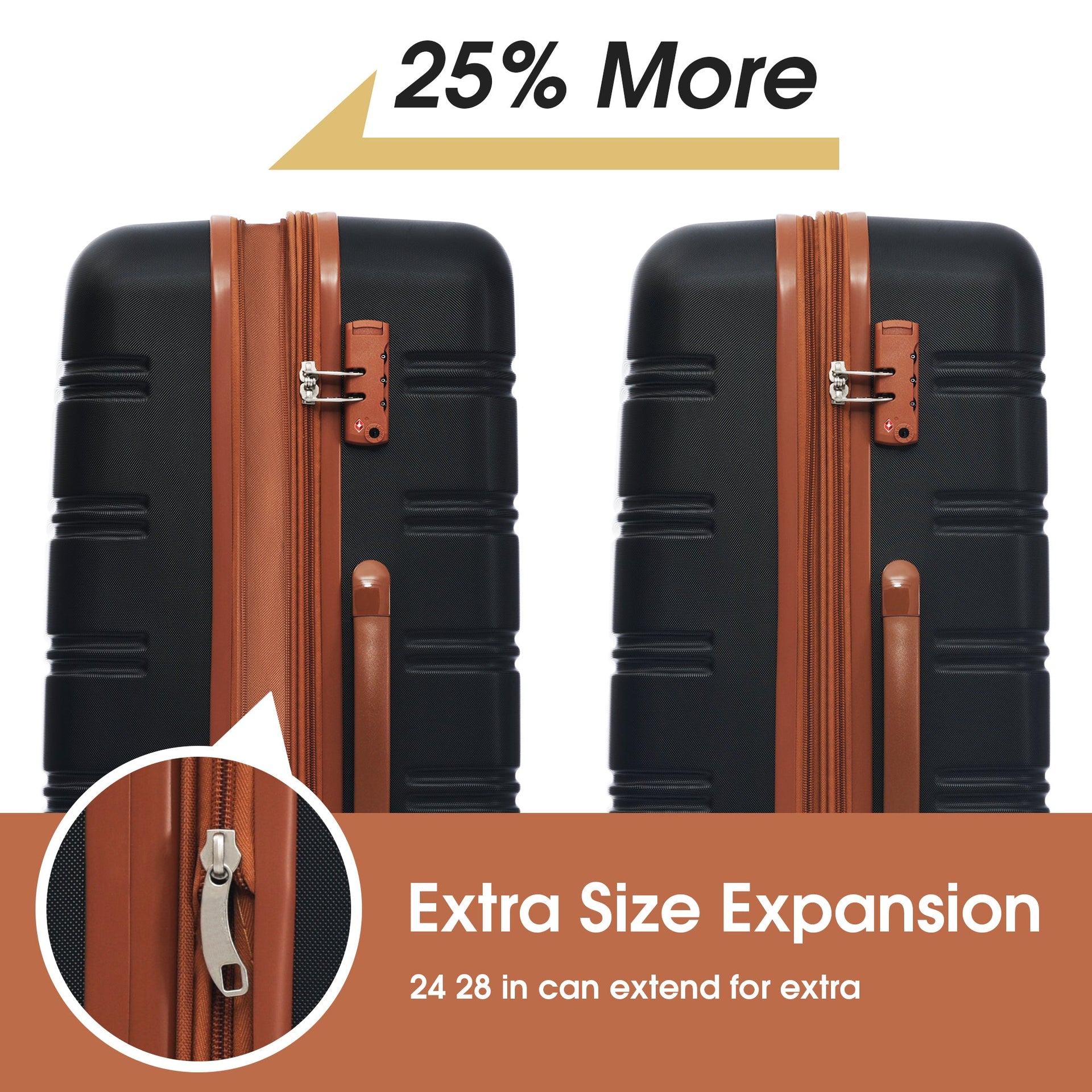 Hardshell Luggage Sets 4 pcs + Bag Spinner Suitcase with TSA Lock Lightweight-16'+20'+24'+28' Luggages