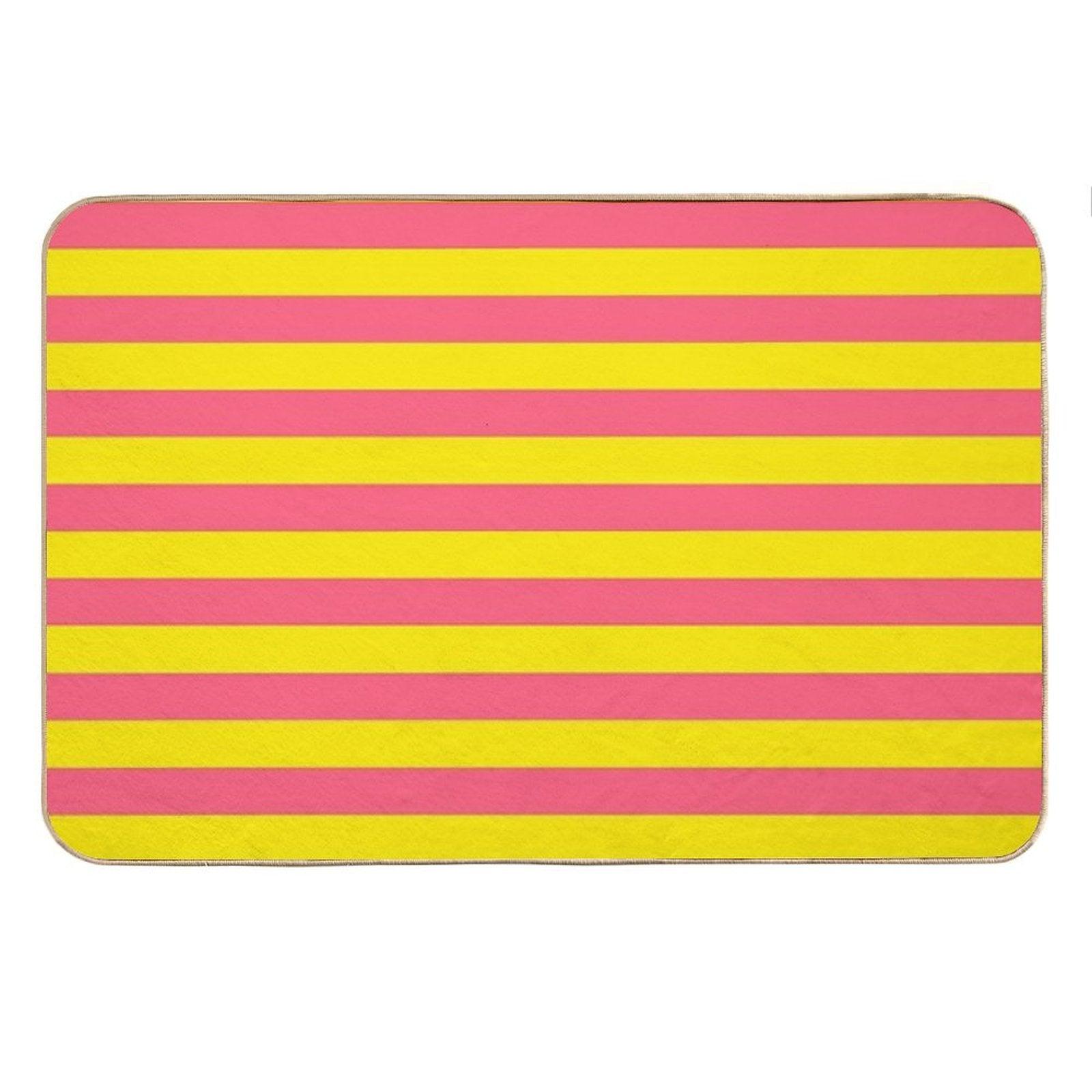 Yellow Pink Stripes Bath Mat