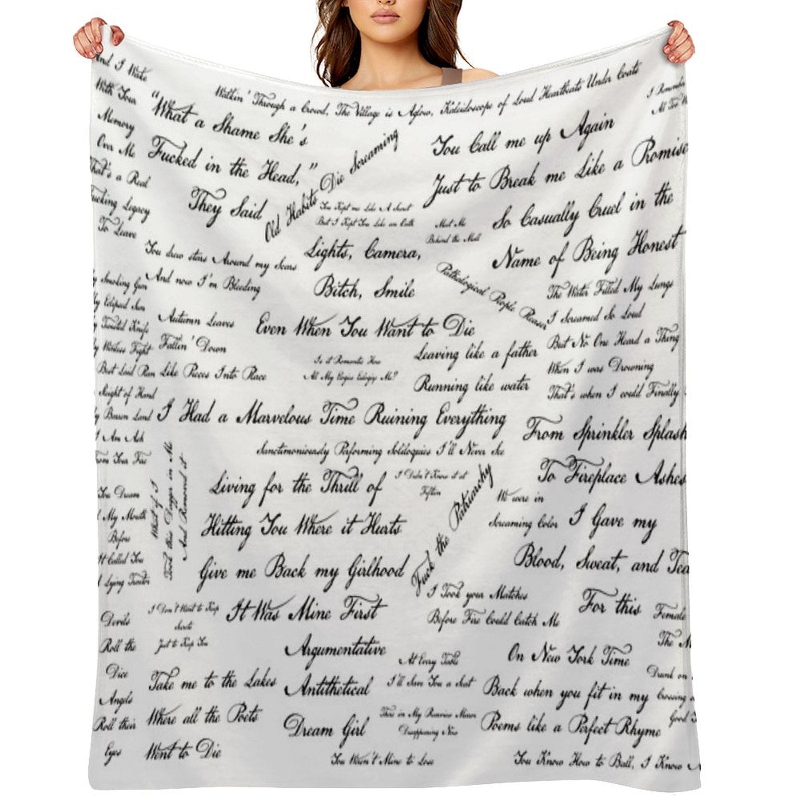 Taylor's The Tortured Poets Department Eras Tour Lyric Dress Comfort Throw Blanket
