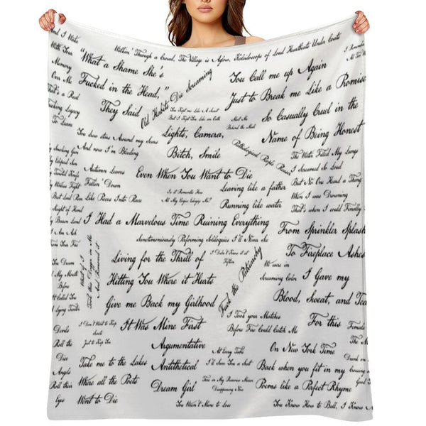 Taylor's The Tortured Poets Department Eras Tour Lyric Dress Comfort Throw Blanket