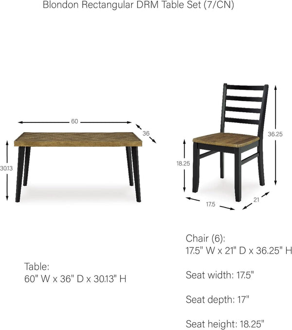 Blondon 60 Inch Solid Wood Dining Set Brown Finish Durable Construction