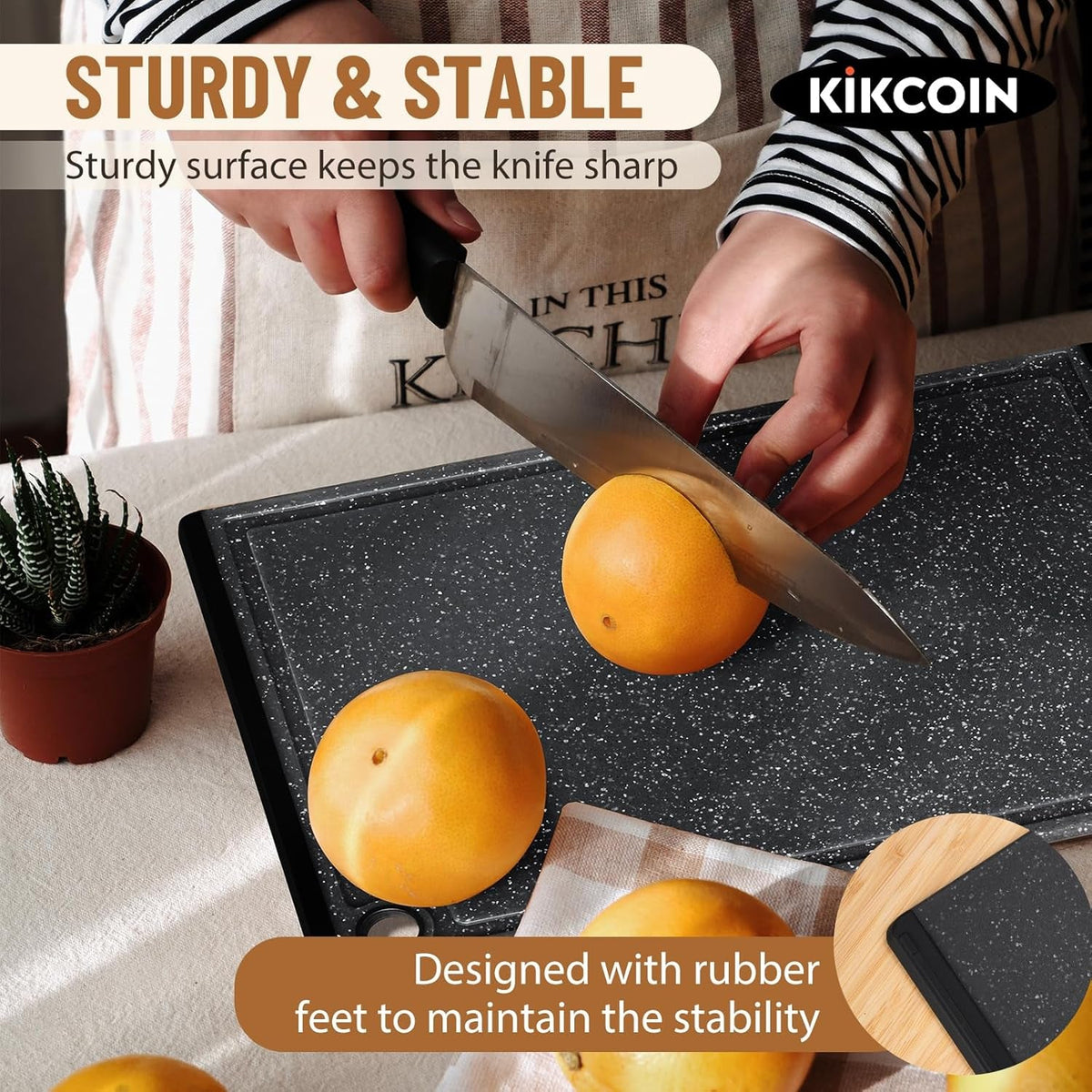 3-Piece Large Plastic Cutting Board Set with Non-Slip Feet and Juice Grooves