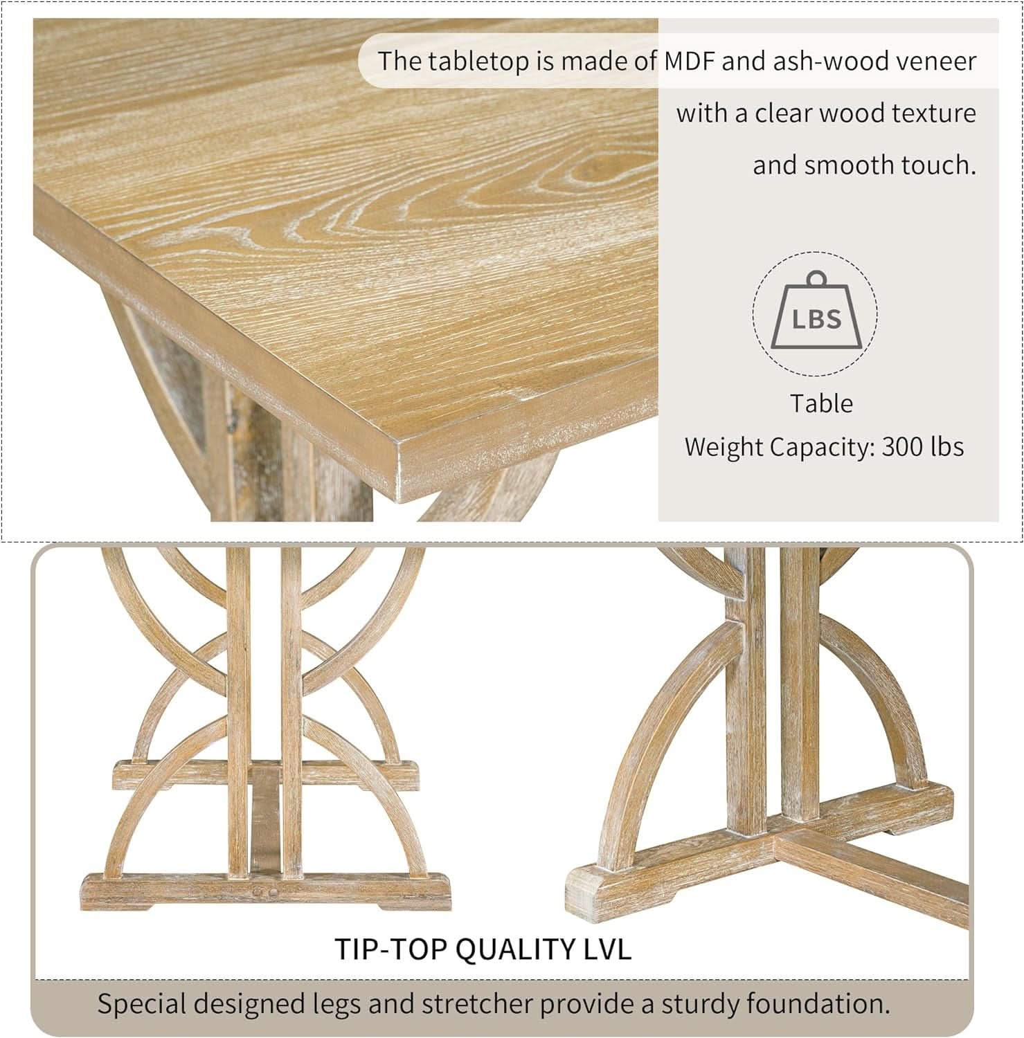 Industrial Solid Wood Rectangular Dining Table Set