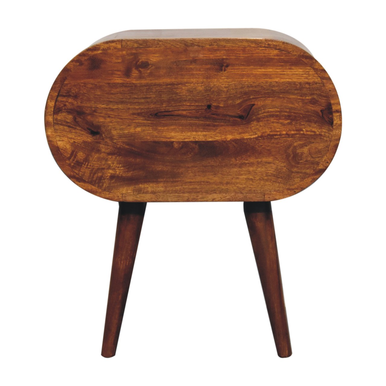 Solid Wood Large Chestnut Circular Bedside with 2 Drawers