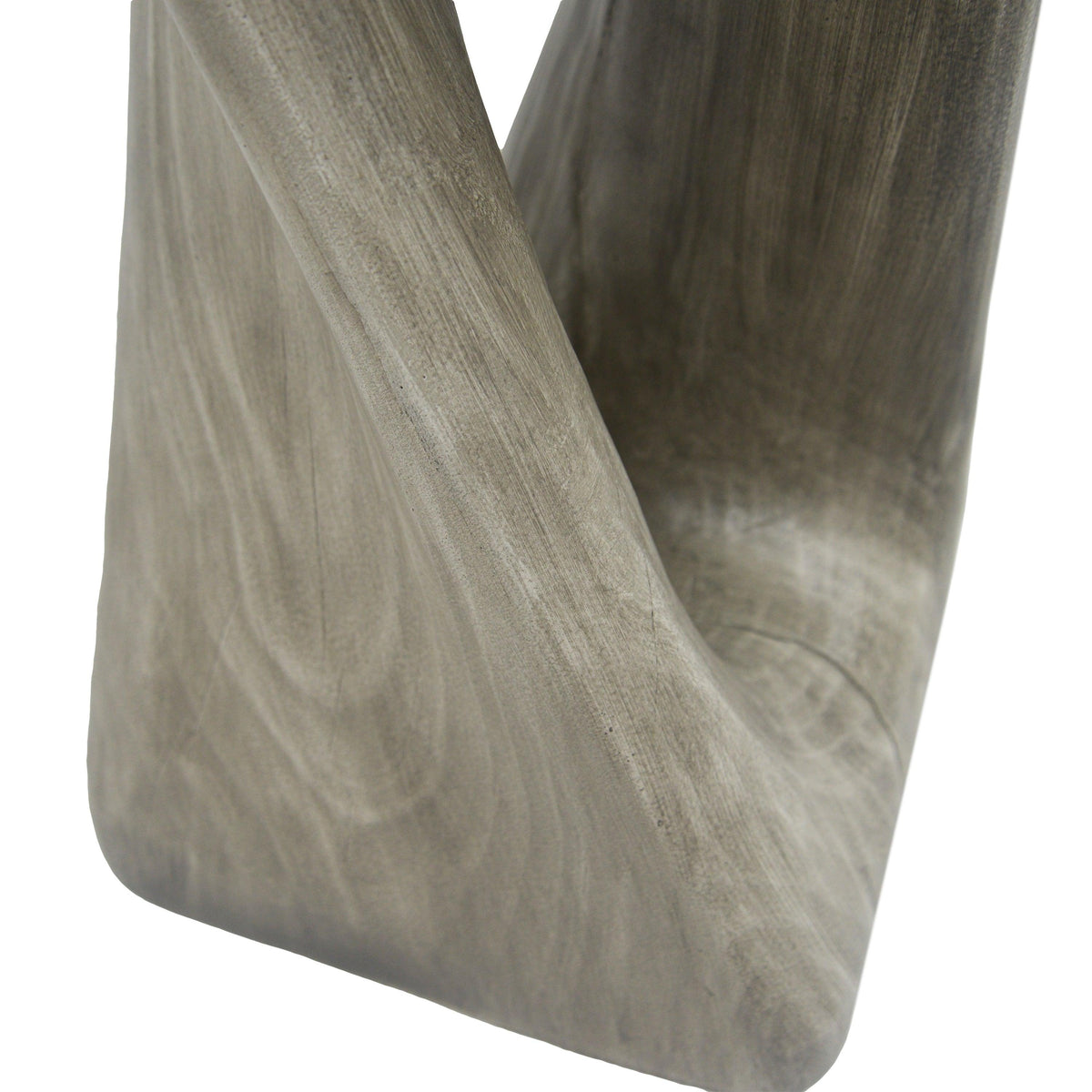 Twist Shape End Table in Wood Like Texture and Gray  Color