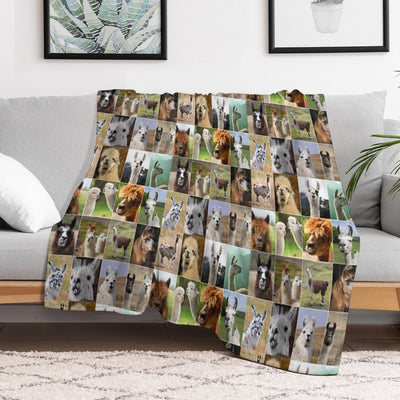 Llamas Photos Collage Shrink-resistant Throw Blanket