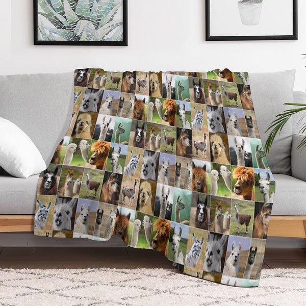 Llamas Photos Collage Shrink-resistant Throw Blanket