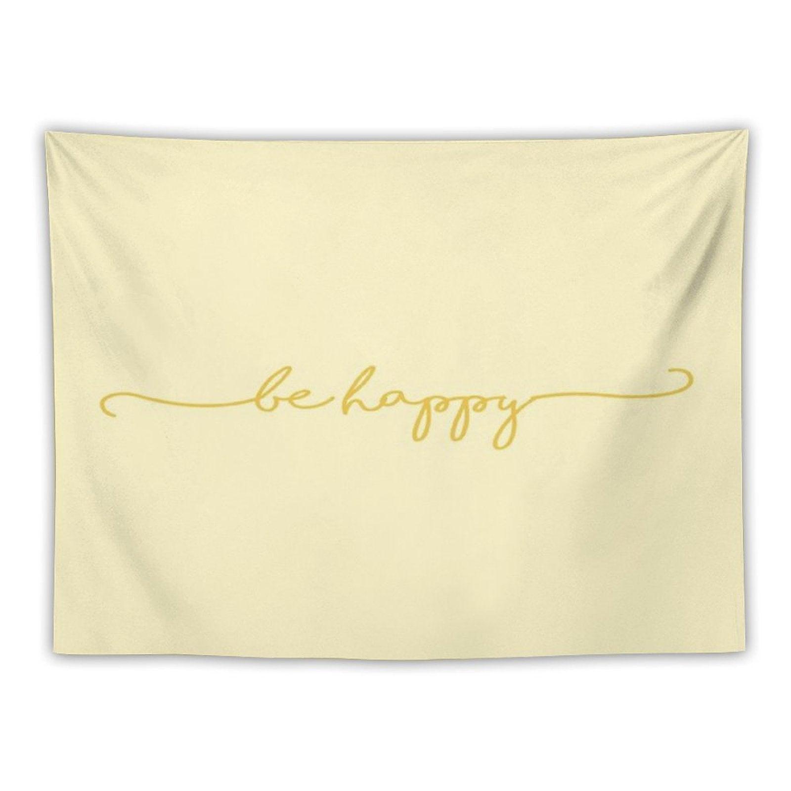 Be Happy-Yellow Tapestry