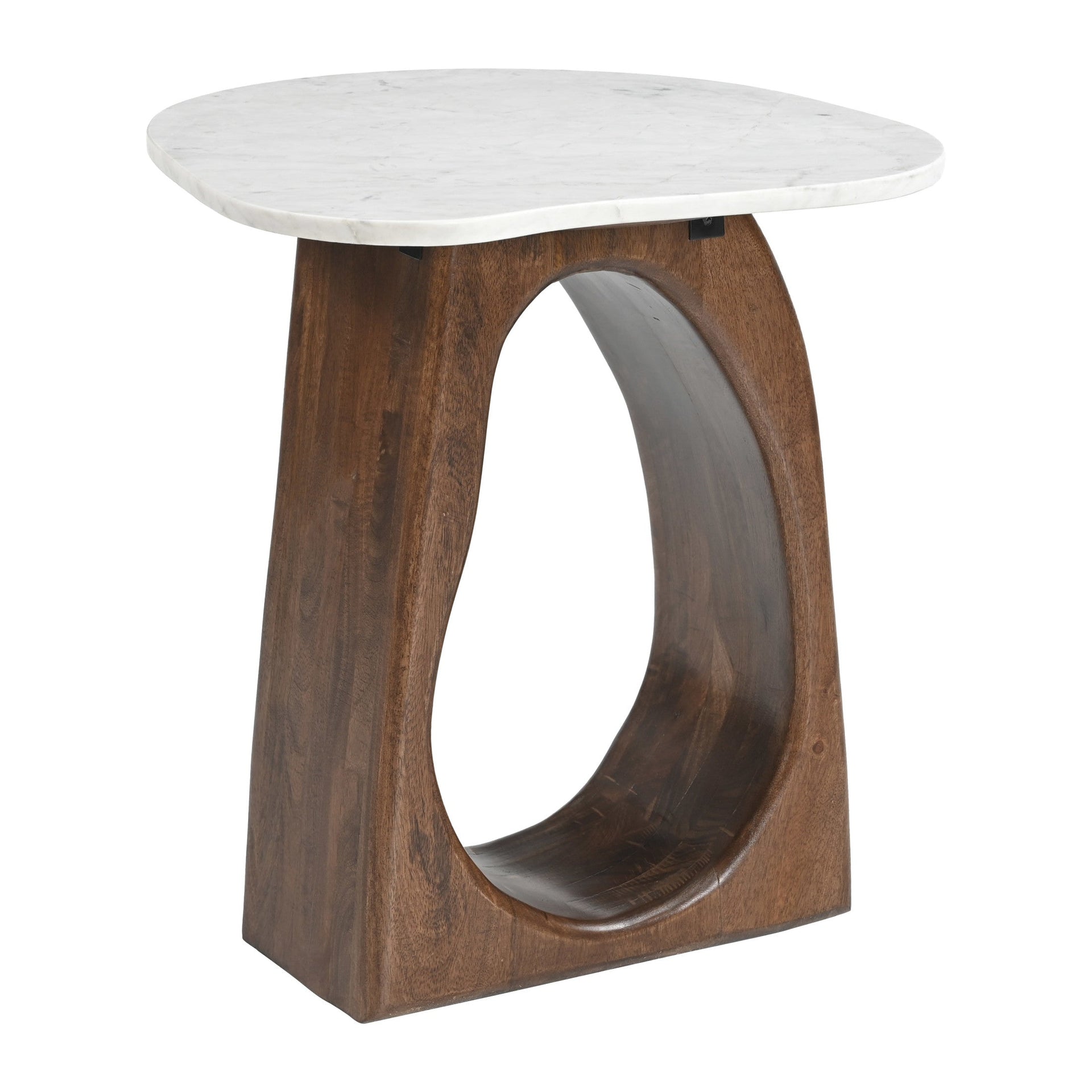 Vara Side Table White & Walnut