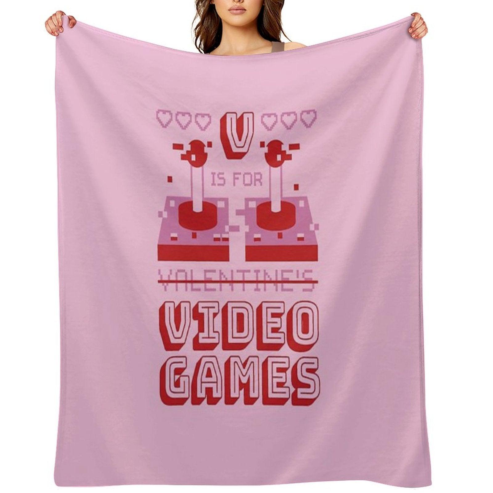 V Is For Video Games - Gaming Is My Valentine Throw Blanket