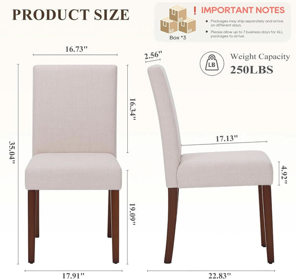 Beige Upholstered Parsons Dining Chairs Collection