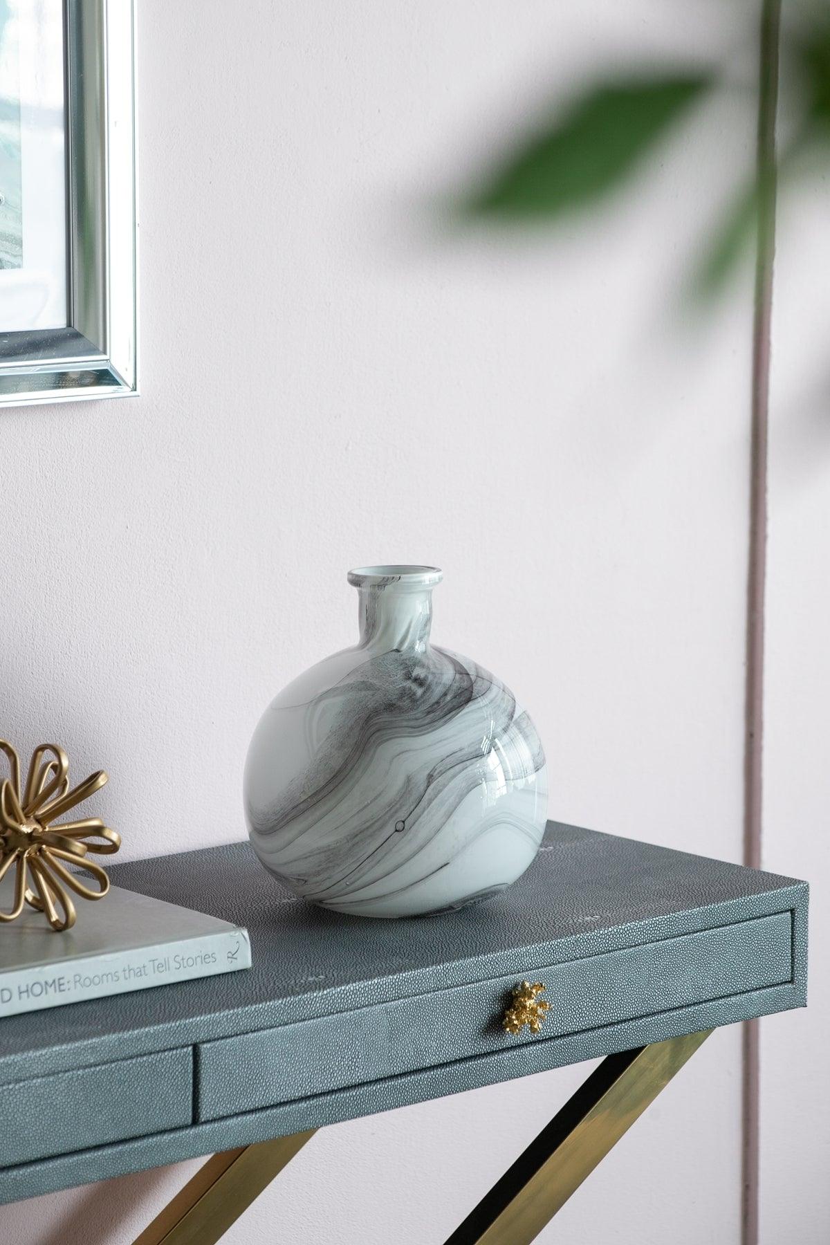 Modern Marble-Inspired Decorative Accent Vase