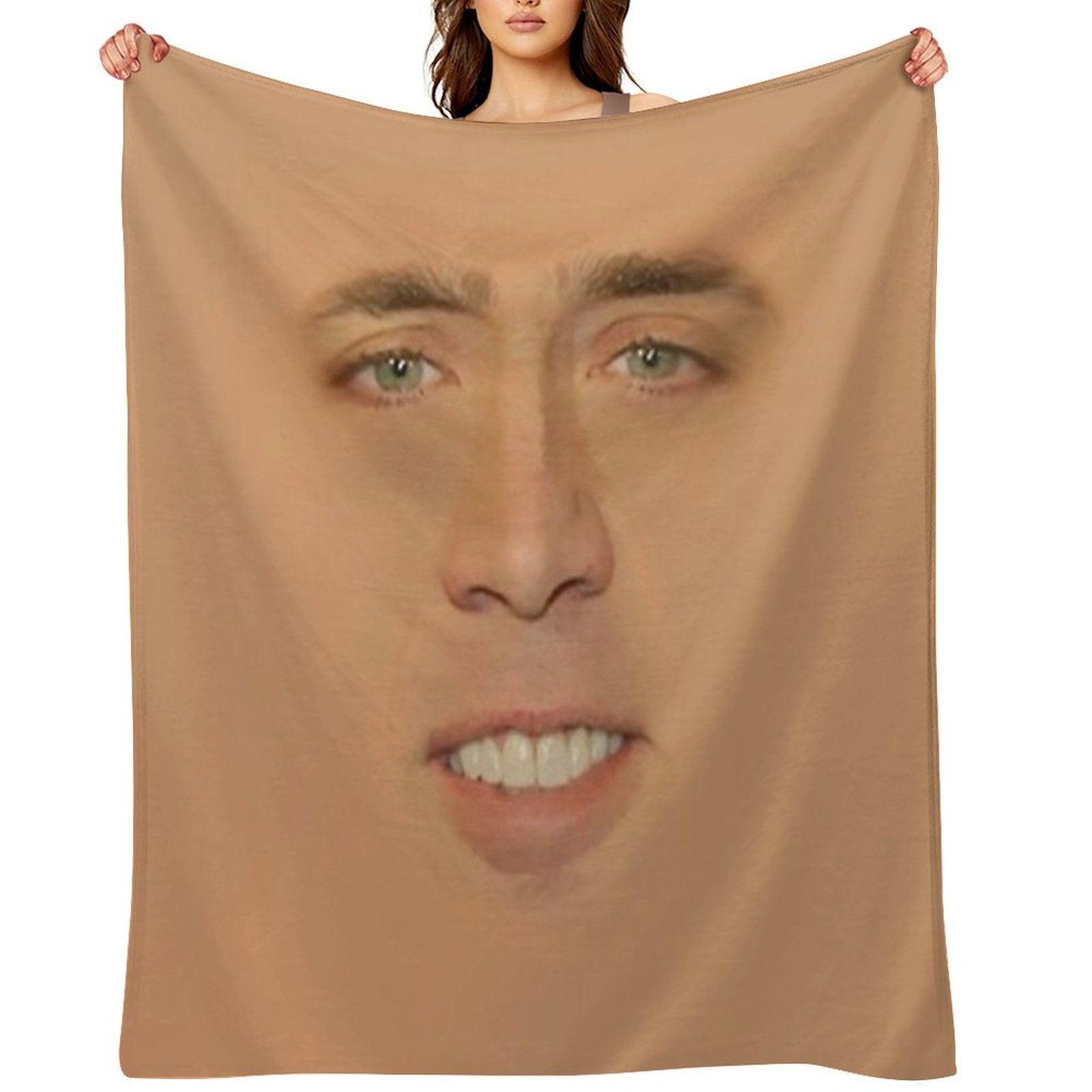 Nicolas Cage Giant Face Throw Blanket