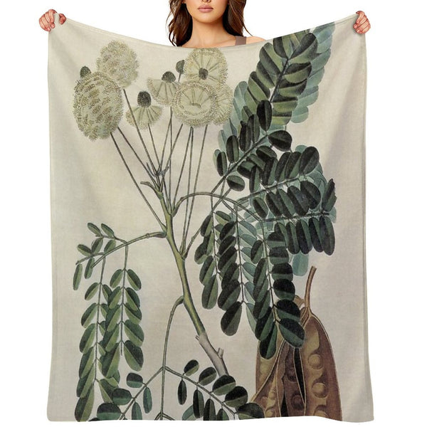 Acacia Vintage Botanical Print All-season Throw Blanket