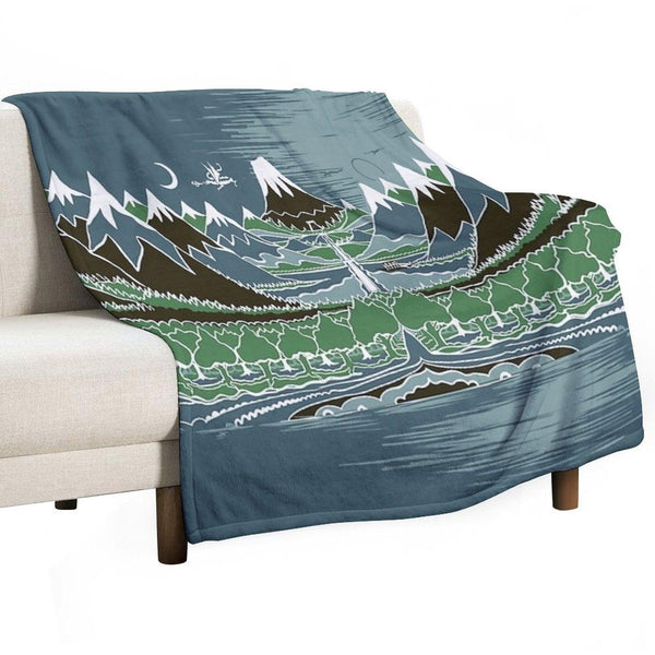 Midnight Forest Mountain Path in The Style of J.R.R.Tolkien Throw Blanket