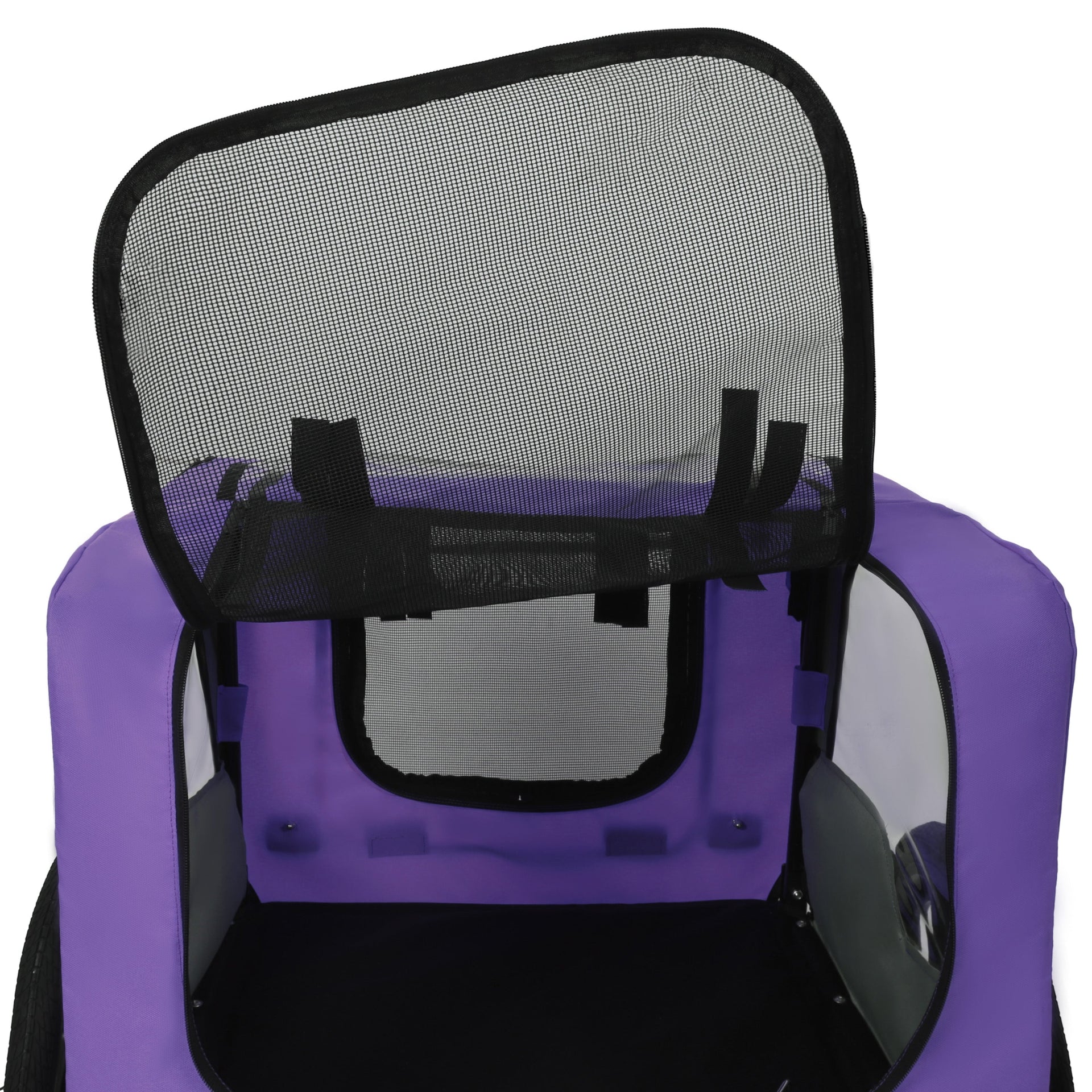 Outdoor Heavy Duty Collapsible Pet Bike Trailer with 16-Inch All-Terrain Wheels & Universal Hitch – Foldable Dog/Cargo Carrier Cart for Bicycles, purple