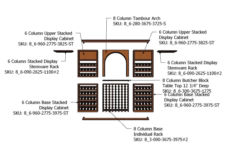 8 Foot Wine Cellar Storage System | 226 Bottle Capacity