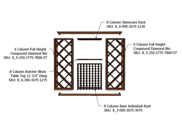 8 Foot Wine Cellar Storage System | 390 Bottle Capacity