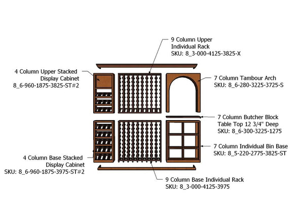 8 Foot Wine Cellar Storage System | 323 Bottle Capacity
