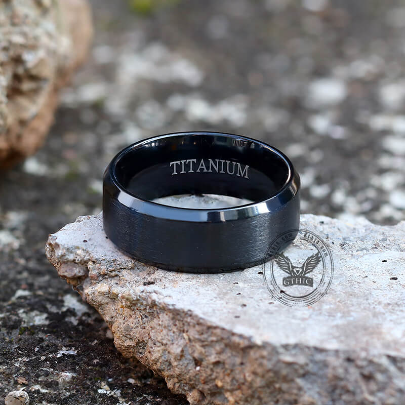 8mm Black Brushed Titanium Band Ring